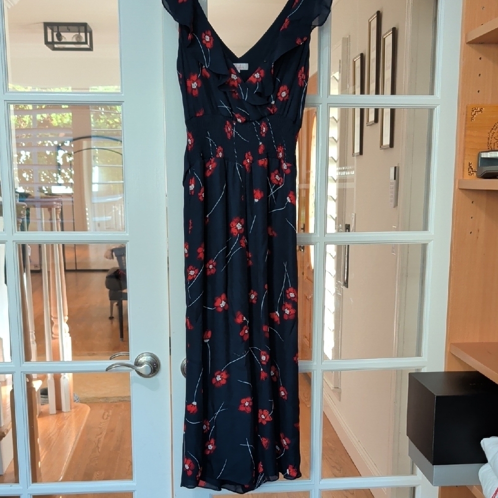 Parker Navy and Red Floral Maxi Dress